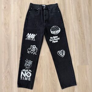 Obey Black Graphic Patchwork Jeans